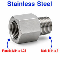 M14x1.25 Female to M14x2 Male Stainless Steel 304 Sensor Adaptor Fittings Conversion