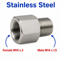 M14x2 Female to M14x1.5 Male Stainless Steel 304 Sensor Adaptor Fittings Conversion