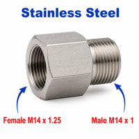 M14x1.25 Female to M14x1 Male Stainless Steel 304 Sensor Adaptor Fittings Conversion