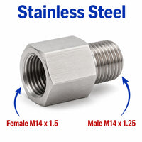 M14x1.5 Female to M14x1.25 Male Stainless Steel 304 Sensor Adaptor Fittings Conversion