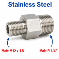 M12x1.5 Male to BSPT Tapered R 1/4 inch Male Stainless Steel 304 Sensor Adaptor Fittings Conversion