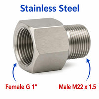 BSP G 1 inch Female to M22x1.5 Male Stainless Steel 304 Sensor Adaptor Fittings Conversion