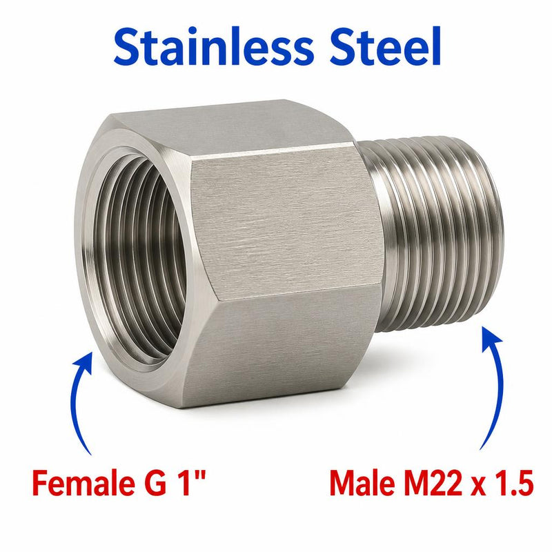 BSP G 1 inch Female to M22x1.5 Male Stainless Steel 304 Sensor Adaptor Fittings Conversion