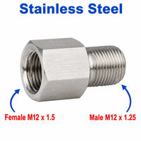 M12x1.5 Female to M12x1.25 Male Stainless Steel 304 Sensor Adaptor Fittings Conversion