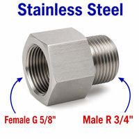 BSP G 5/8 inch Female to BSPT Tapered R 3/4 inch Male Stainless Steel 304 Sensor Adaptor Fittings Conversion