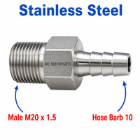 M20x1.5 Male to BARB OD 10mm / 0.4 inch Stainless Steel 304 Sensor Adaptor Fittings Conversion