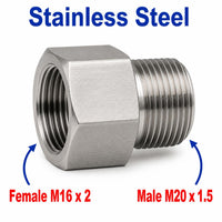 M16x2 Female to M20x1.5 Male Stainless Steel 304 Sensor Adaptor Fittings Conversion