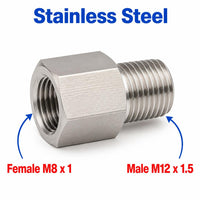 M8x1 Female to M12x1.5 Male Stainless Steel 304 Sensor Adaptor Fittings Conversion