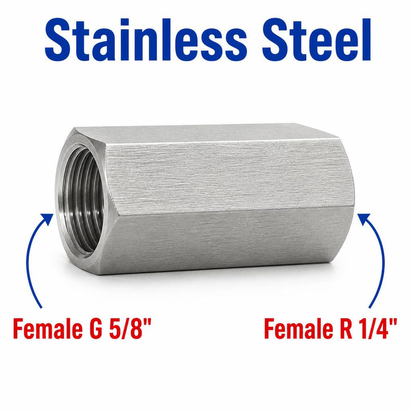 BSP G 5/8 inch Female to BSPT Tapered R 1/4 inch Female Stainless Steel 304 Sensor Adaptor Fittings Conversion