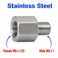 M8x1.25 Female to M8x1 Male Stainless Steel 304 Sensor Adaptor Fittings Conversion