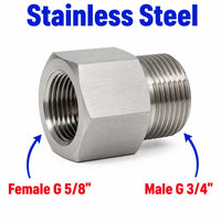 BSP G 5/8 inch Female to BSP G 3/4 inch Male Stainless Steel 304 Sensor Adaptor Fittings Conversion