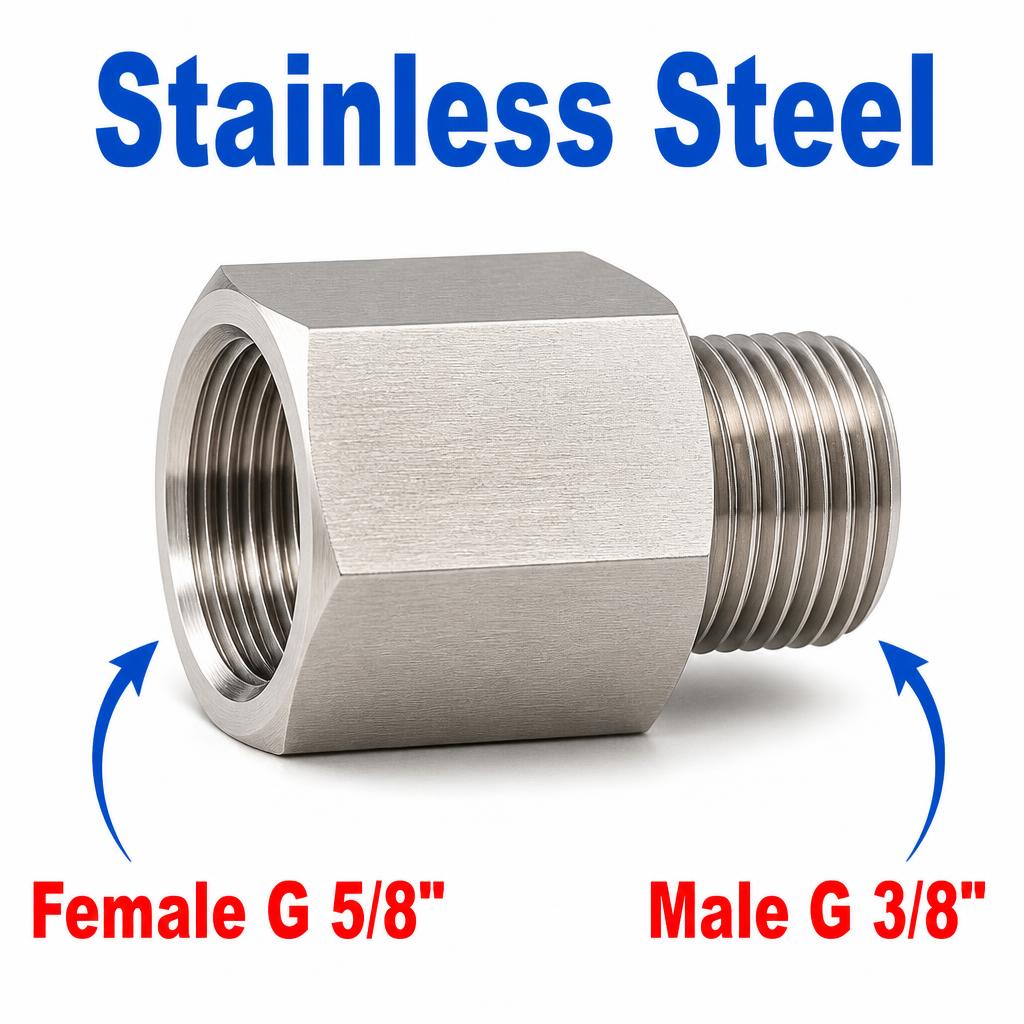 BSP G 5/8 inch Female to BSP G 3/8 inch Male Stainless Steel 304 Sensor Adaptor Fittings Conversion