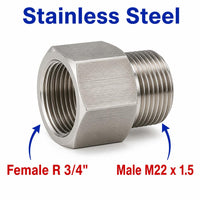 BSPT Tapered R 3/4 inch Female to M22x1.5 Male Stainless Steel 304 Sensor Adaptor Fittings Conversion