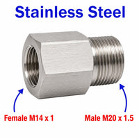 M14x1 Female to M20x1.5 Male Stainless Steel 304 Sensor Adaptor Fittings Conversion