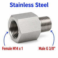 M14x1 Female to BSP G 3/8 inch Male Stainless Steel 304 Sensor Adaptor Fittings Conversion