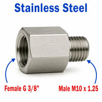 BSP G 3/8 inch Female to M10x1.25 Male Stainless Steel 304 Sensor Adaptor Fittings Conversion