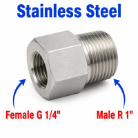 BSP G 1/4 inch Female to BSPT Tapered R 1 inch Male Stainless Steel 304 Sensor Adaptor Fittings Conversion