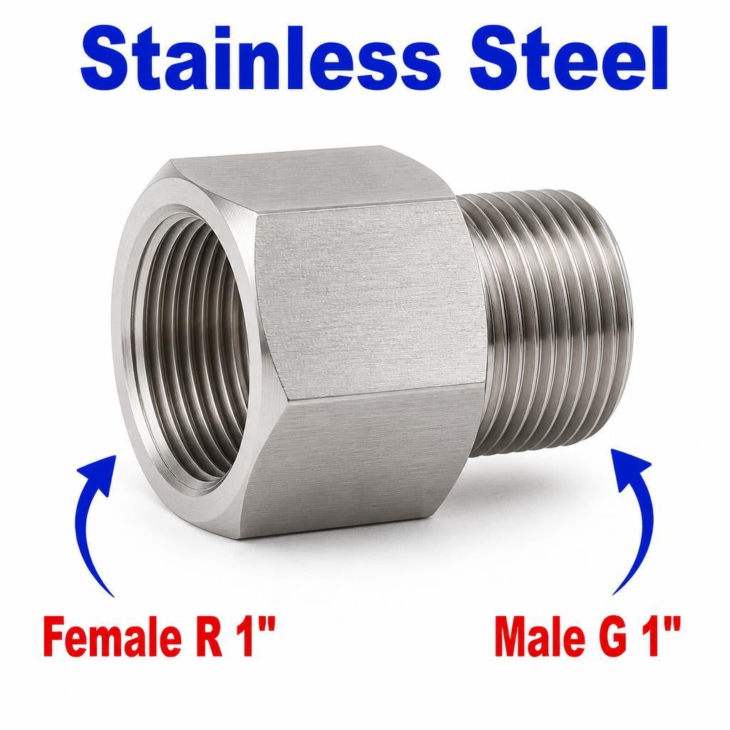 BSPT Tapered R 1 inch Female to BSP G 1 inch Male Stainless Steel 304 Sensor Adaptor Fittings Conversion