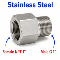 1 inch NPT Female to BSP G 1 inch Male Stainless Steel 304 Sensor Adaptor Fittings Conversion