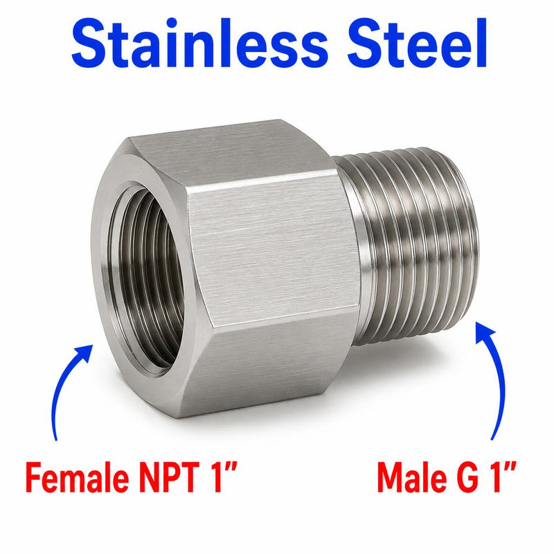 1 inch NPT Female to BSP G 1 inch Male Stainless Steel 304 Sensor Adaptor Fittings Conversion