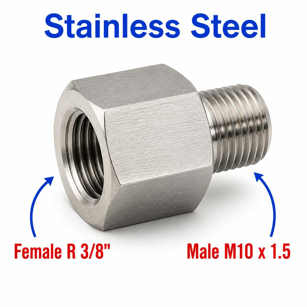 BSPT Tapered R 3/8 inch Female to M10x1.5 Male Stainless Steel 304 Sensor Adaptor Fittings Conversion