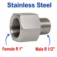 BSPT Tapered R 1 inch Female to BSPT Tapered R 1/2 inch Male Stainless Steel 304 Sensor Adaptor Fittings Conversion