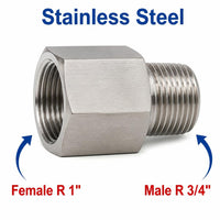 BSPT Tapered R 1 inch Female to BSPT Tapered R 3/4 inch Male Stainless Steel 304 Sensor Adaptor Fittings Conversion