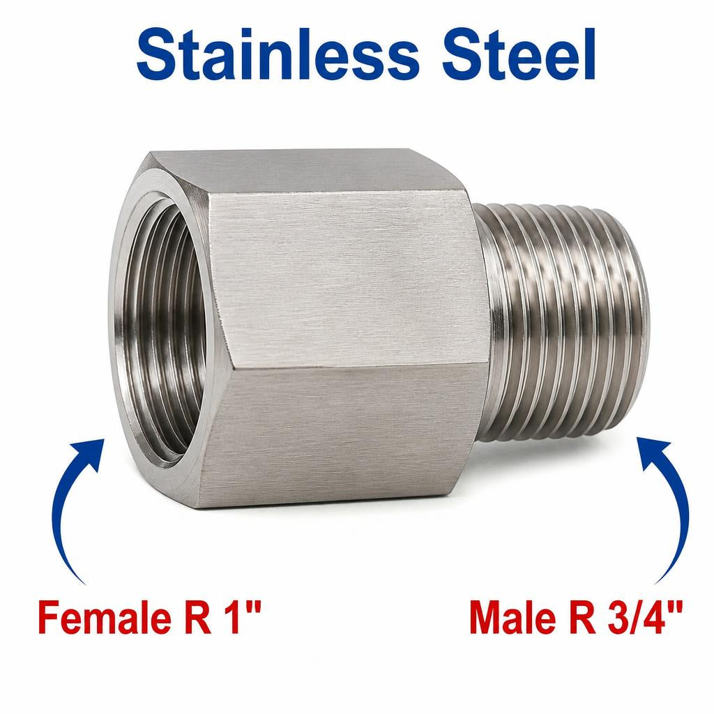 BSPT Tapered R 1 inch Female to BSPT Tapered R 3/4 inch Male Stainless Steel 304 Sensor Adaptor Fittings Conversion