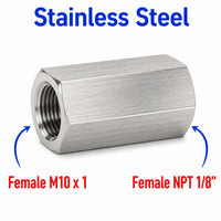 M10x1 Female to 1/8 inch NPT Female Stainless Steel 304 Sensor Adaptor Fittings Conversion