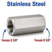 BSP G 3/8 inch Female to BSPT Tapered R 3/8 inch Female Stainless Steel 304 Sensor Adaptor Fittings Conversion