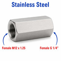 M12x1.25 Female to BSP G 1/4 inch Female Stainless Steel 304 Sensor Adaptor Fittings Conversion