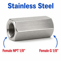 1/8 inch NPT Female to BSP G 1/8 inch Female Stainless Steel 304 Sensor Adaptor Fittings Conversion