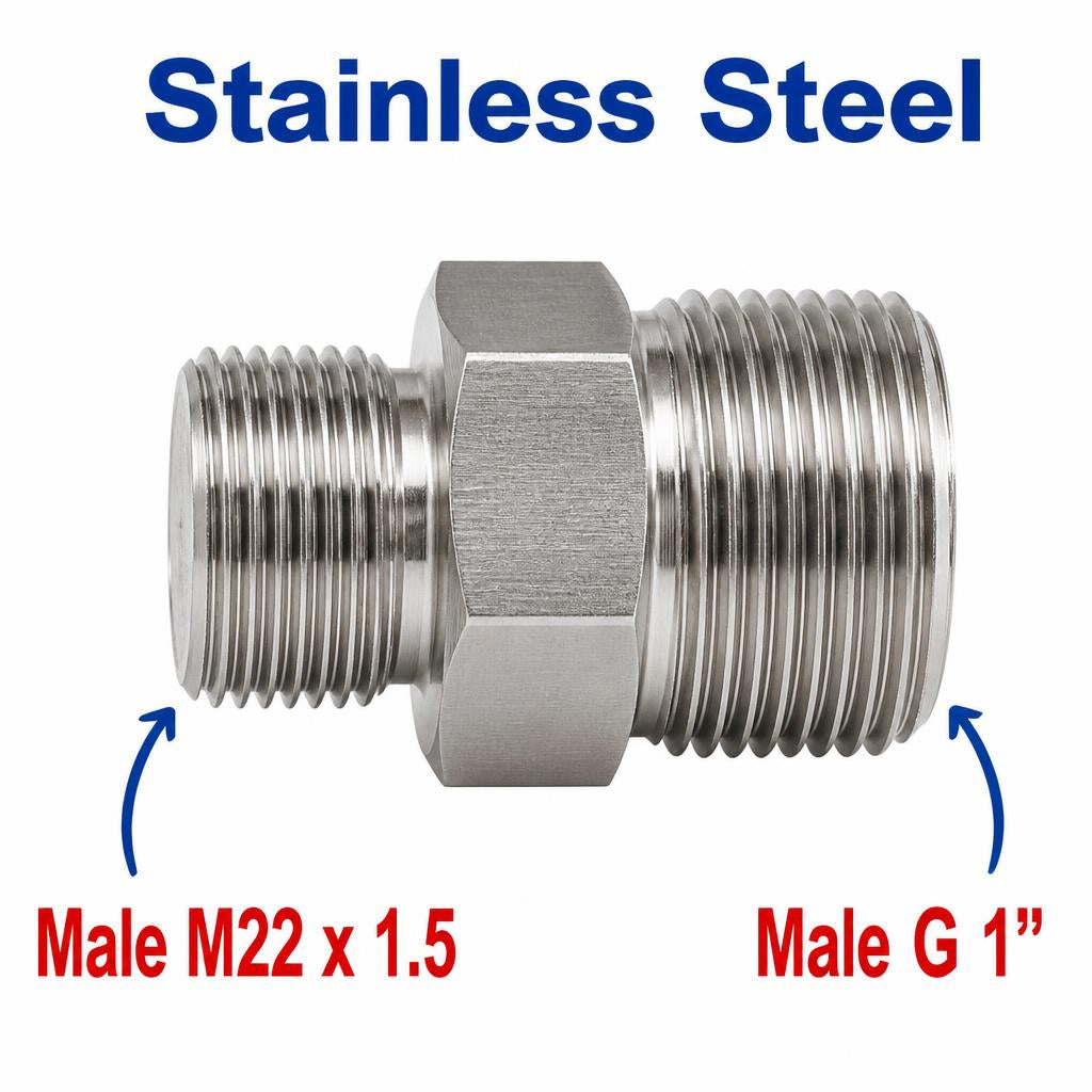 M22x1.5 Male to BSP G 1 inch Male Stainless Steel 304 Sensor Adaptor Fittings Conversion
