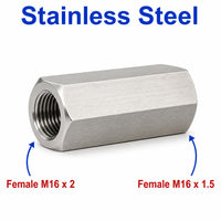 M16x2 Female to M16x1.5 Female Stainless Steel 304 Sensor Adaptor Fittings Conversion