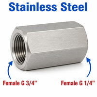 BSP G 3/4 inch Female to BSP G 1/4 inch Female Stainless Steel 304 Sensor Adaptor Fittings Conversion
