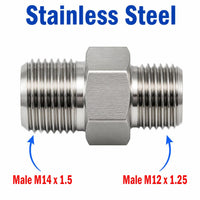 M14x1.5 Male to M12x1.25 Male Stainless Steel 304 Sensor Adaptor Fittings Conversion