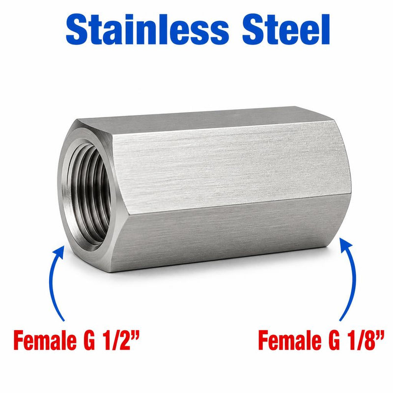 BSP G 1/2 inch Female to BSP G 1/8 inch Female Stainless Steel 304 Sensor Adaptor Fittings Conversion