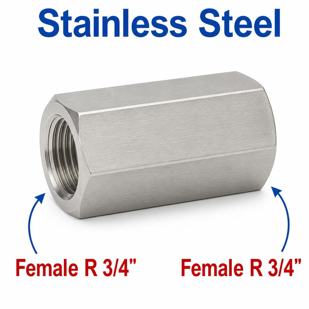 BSPT Tapered R 3/4 inch Female to BSPT Tapered R 3/4 inch Female Stainless Steel 304 Sensor Adaptor Fittings Conversion