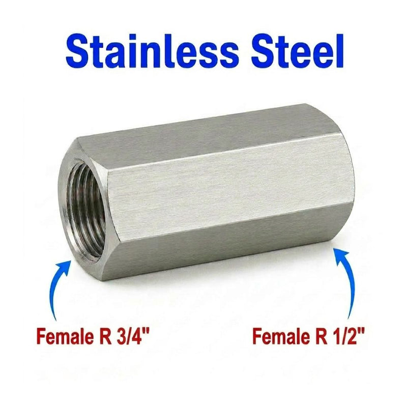 BSPT Tapered R 3/4 inch Female to BSPT Tapered R 1/2 inch Female Stainless Steel 304 Sensor Adaptor Fittings Conversion