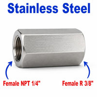 1/4 inch NPT Female to BSPT Tapered R 3/8 inch Female Stainless Steel 304 Sensor Adaptor Fittings Conversion