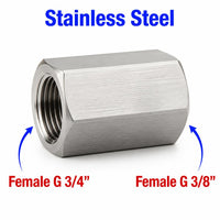 BSP G 3/4 inch Female to BSP G 3/8 inch Female Stainless Steel 304 Sensor Adaptor Fittings Conversion
