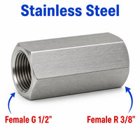 BSP G 1/2 inch Female to BSPT Tapered R 3/8 inch Female Stainless Steel 304 Sensor Adaptor Fittings Conversion