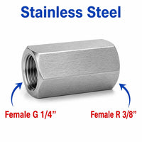 BSP G 1/4 inch Female to BSPT Tapered R 3/8 inch Female Stainless Steel 304 Sensor Adaptor Fittings Conversion
