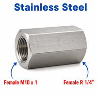 M10x1 Female to BSPT Tapered R 1/4 inch Female Stainless Steel 304 Sensor Adaptor Fittings Conversion