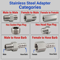 BSP G 3/8 inch Female to M10x1.25 Male Stainless Steel 304 Sensor Adaptor Fittings Conversion