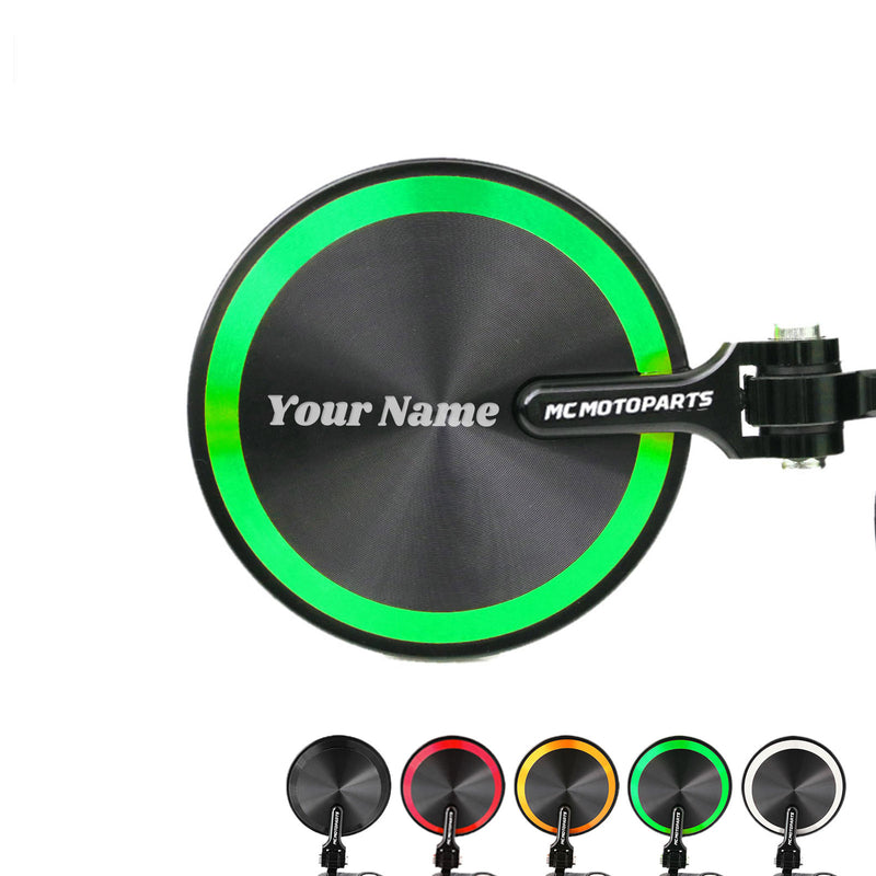 Fit Yamaha FZ1 FZ6 FZ8 MT-07 MT10 Reborn CNC Bar End Mirrors Custom Engraved - MC Motoparts