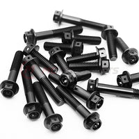 Black CNC race spec crankcase cover bolts for Triumph Speed Triple 1200 RS, M6 size, by MC Motoparts, on motorcycle engine component