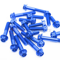 CNC Race Spec Crankcase Cover Bolt Kit for Triumph Speed Triple 1200 / RS 2021-2024, M6 bolts with blue accents, by MC Motoparts