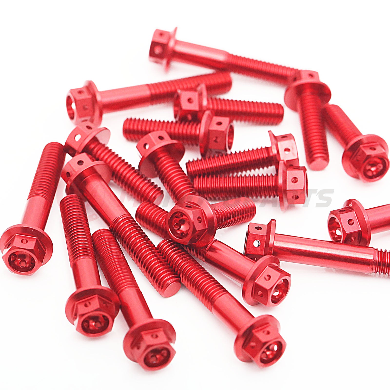 CNC race spec crankcase cover bolts for Triumph Street Triple 765 R RS S 2017-2025, red M6 bolts by MC Motoparts