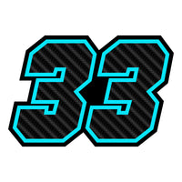Personalize Custom MX Dirt Bike Motorcycle Racing Number Stickers - Carbon Fiber Style - MC Motoparts
